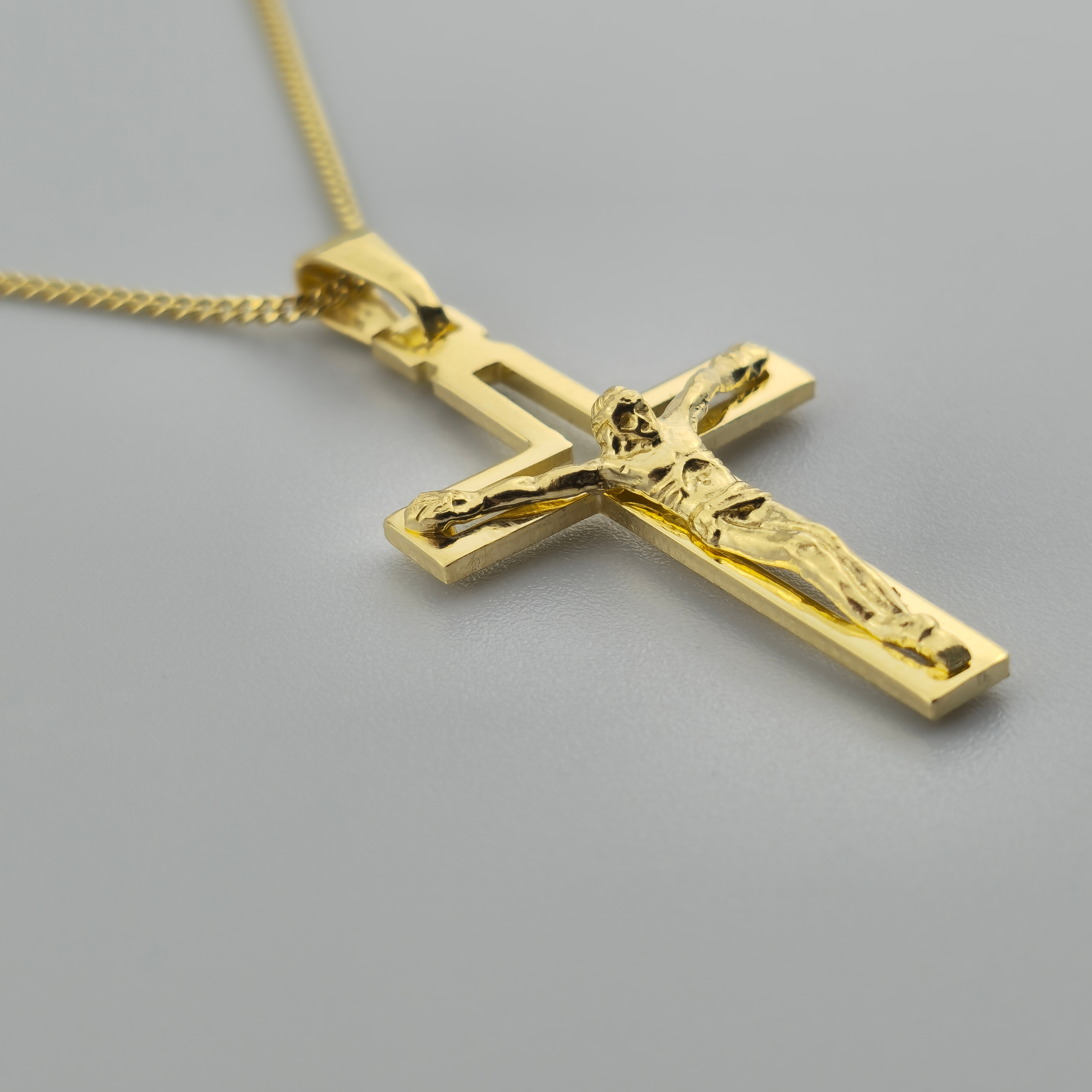 Kreuzanhänger vergoldet - 925er Silber mit Kette (405)