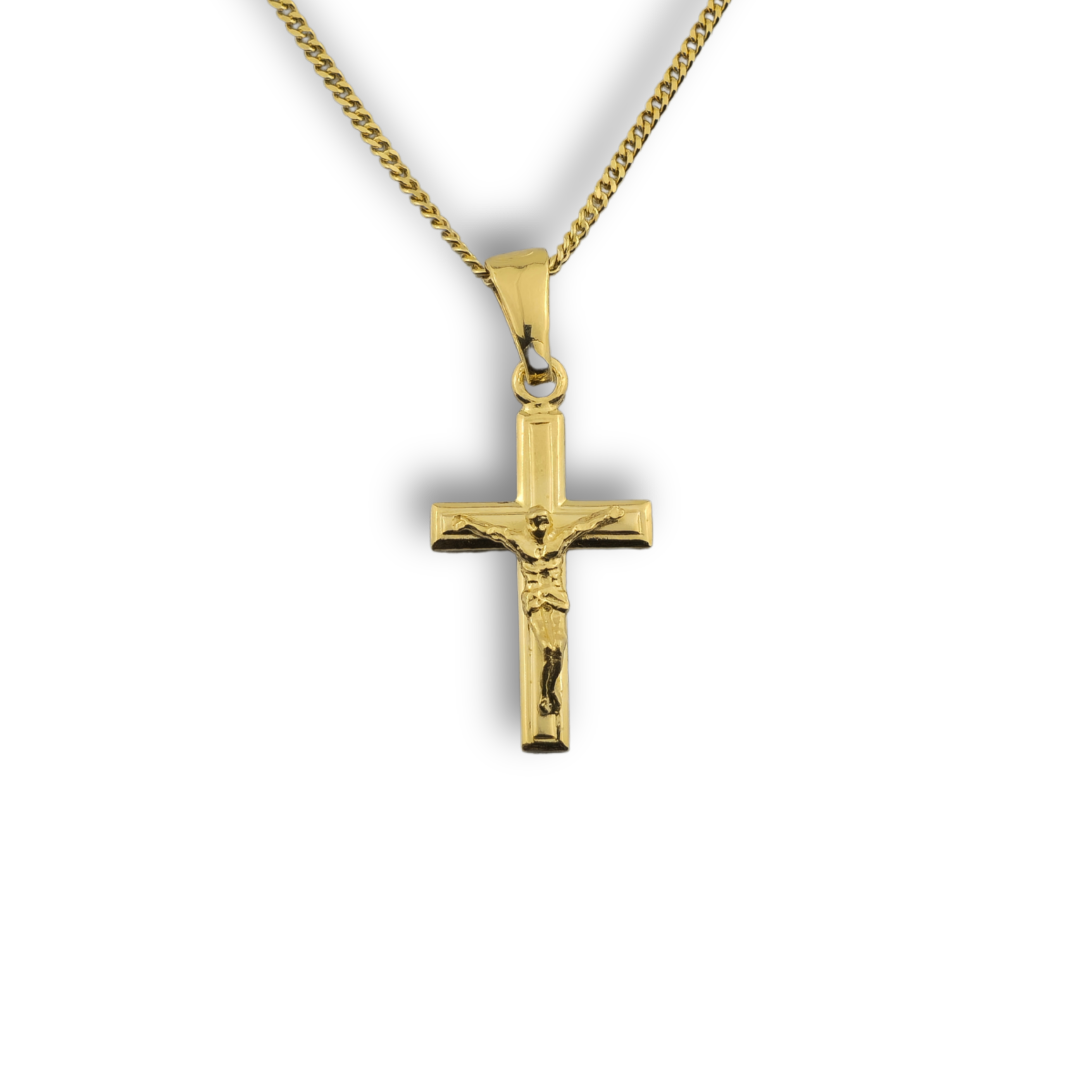 Kreuzanhänger vergoldet - 925er Silber mit Kette (402)