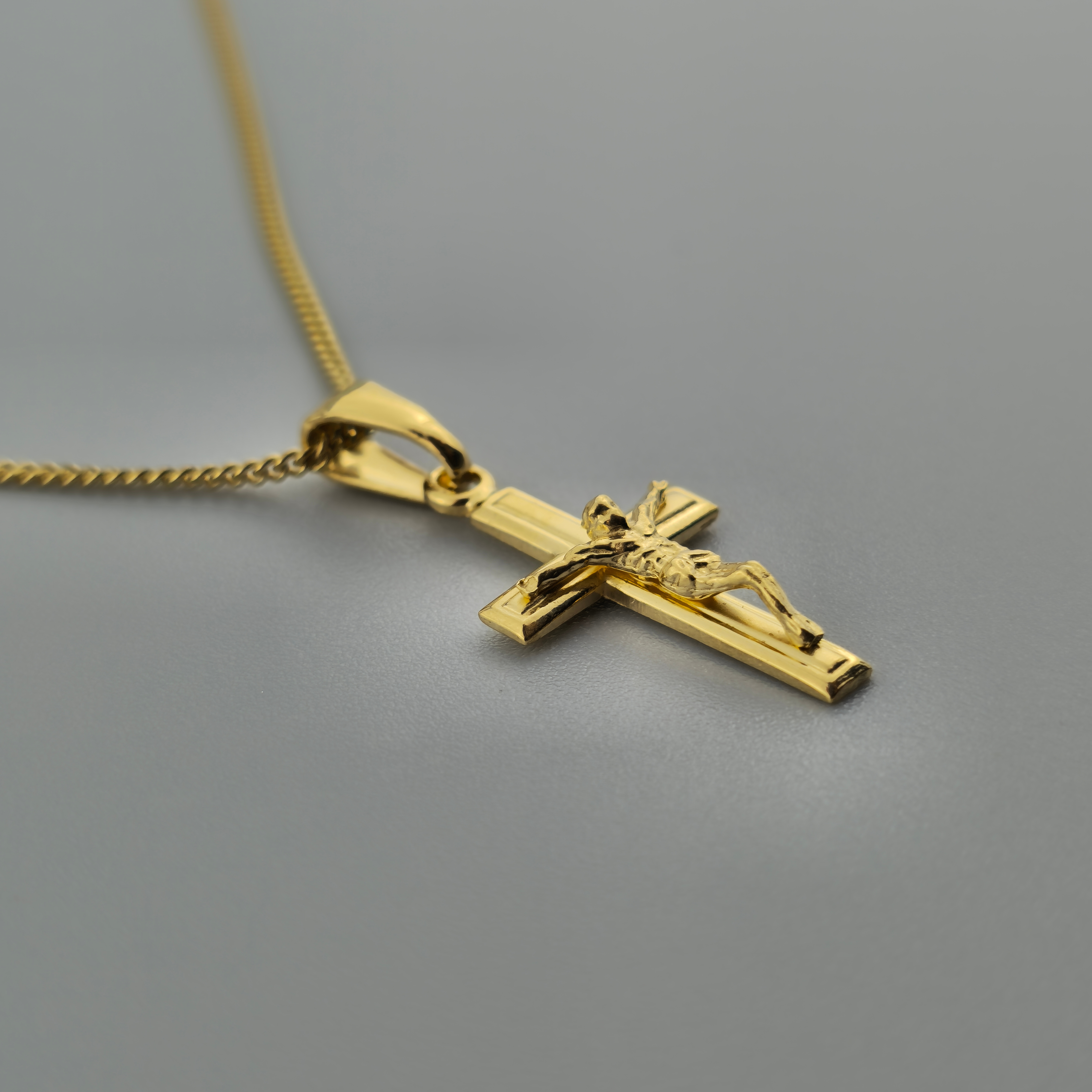 Kreuzanhänger vergoldet - 925er Silber mit Kette (402)