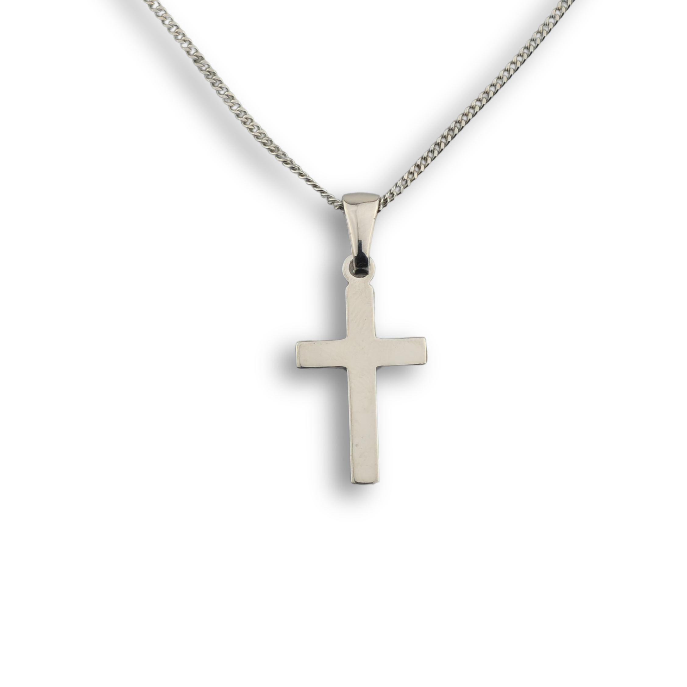 Kreuzanhänger rhodiniert - 925er Silber mit Kette (401)