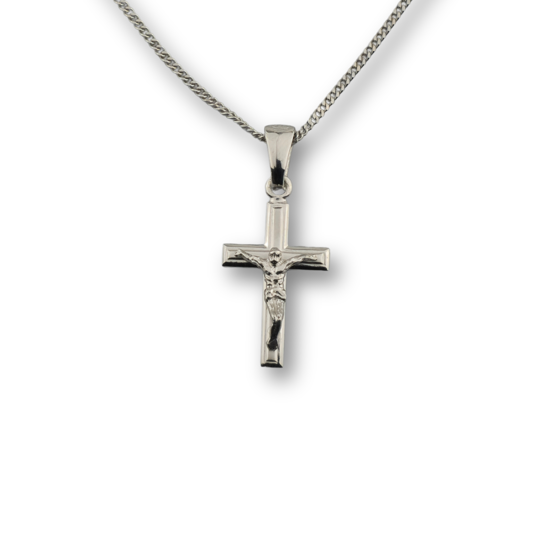 Kreuzanhänger rhodiniert - 925er Silber mit Kette (402)