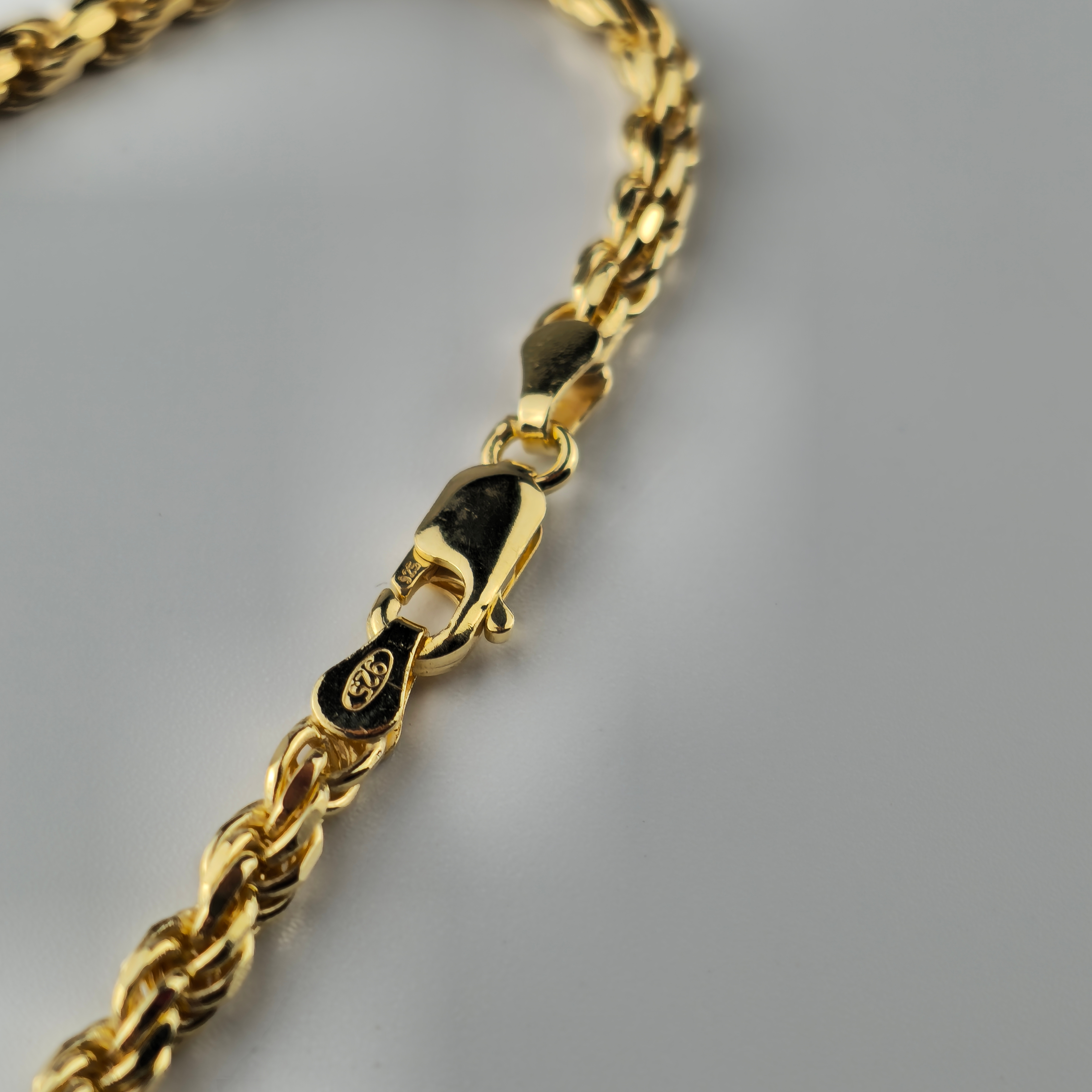 Kordelkette Rope Chain 2,8mm breit - 925er Silber - vergoldet