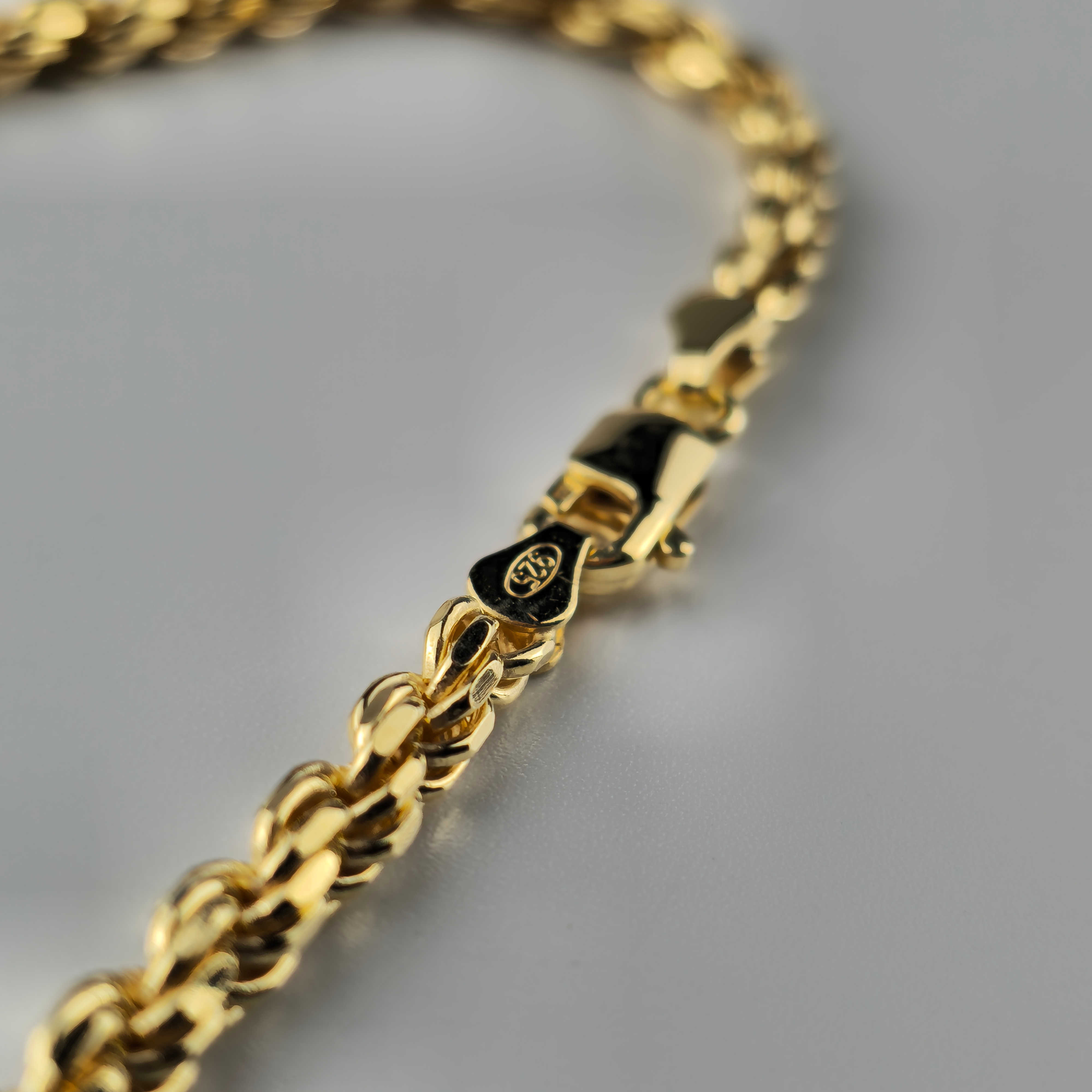 Kordelkette Rope Chain 3,8mm breit - 925er Silber - vergoldet