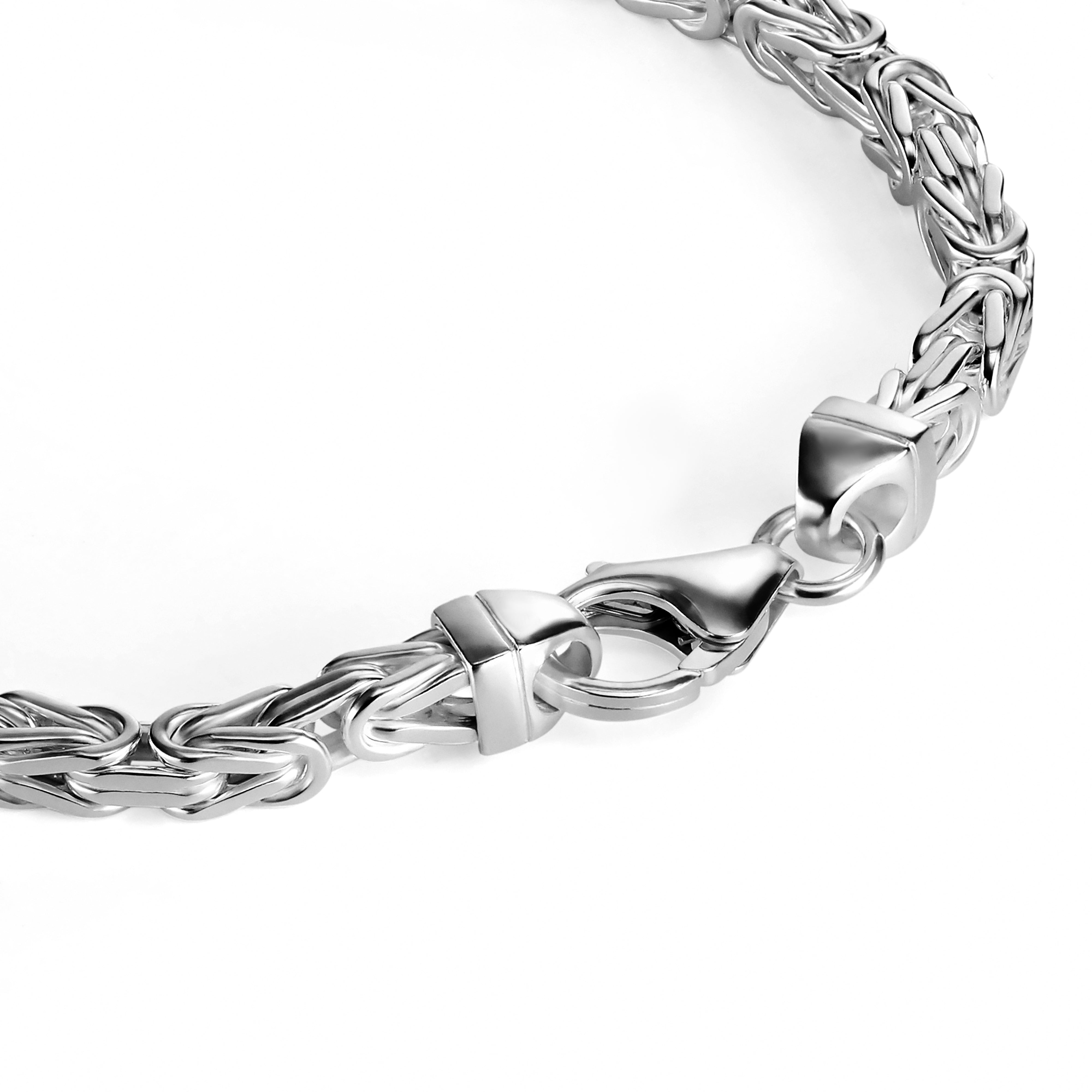 King's bracelet 4mm wide - 925 silver - rhodium-plated