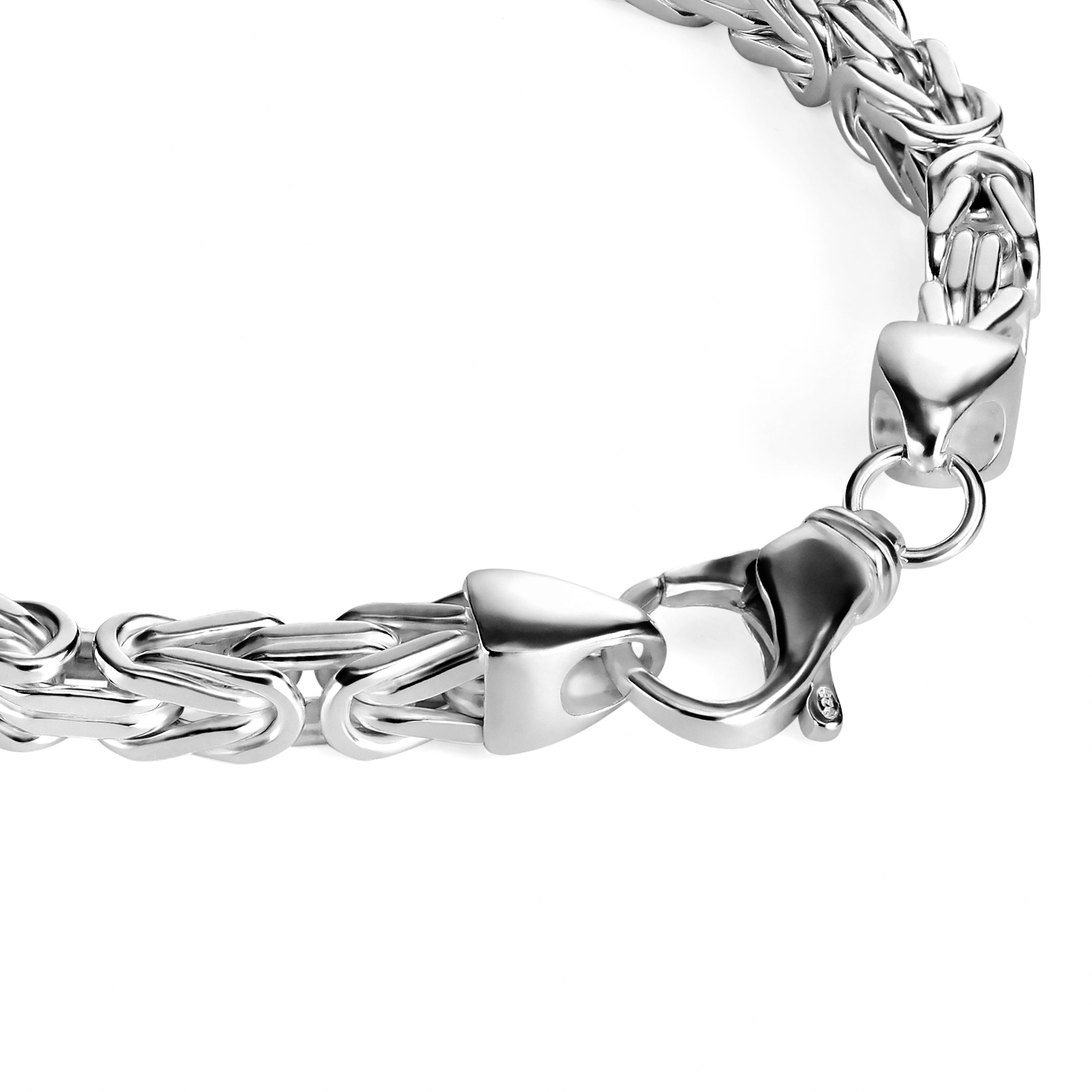 King's bracelet 6mm wide - 925 silver - rhodium-plated