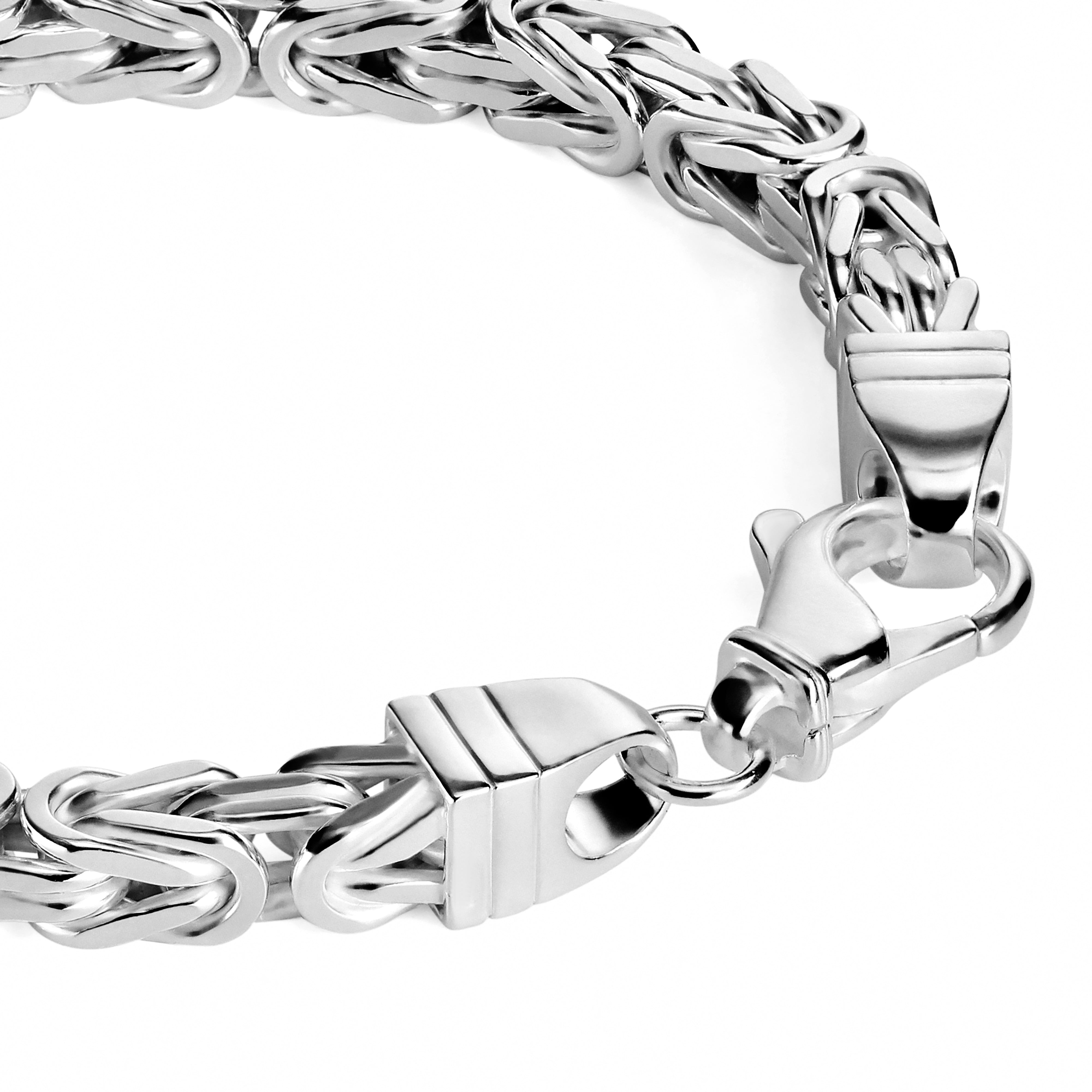 King's bracelet 7mm wide - 925 silver - rhodium-plated