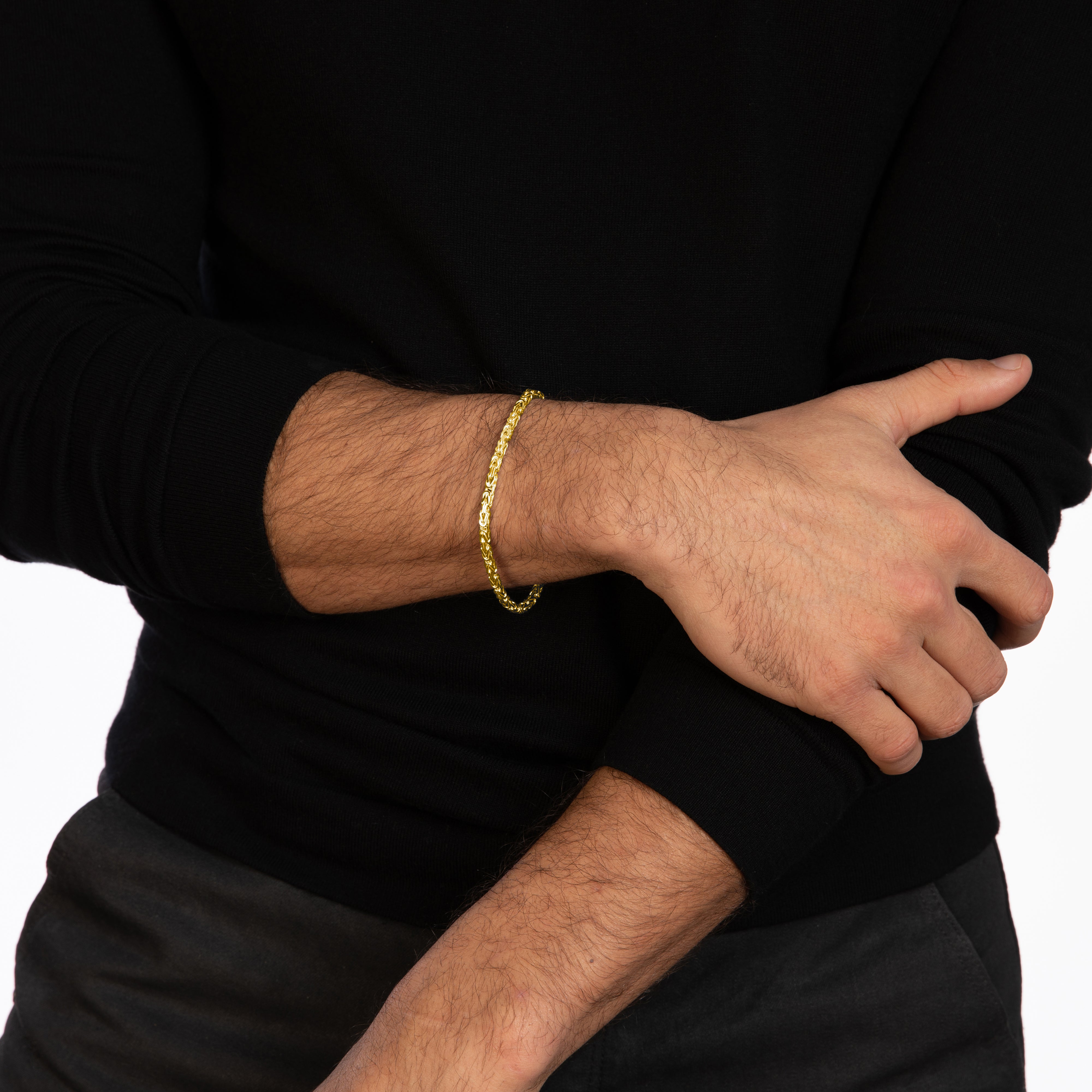 Byzantine bracelet 2.9mm wide - 585 gold - solid